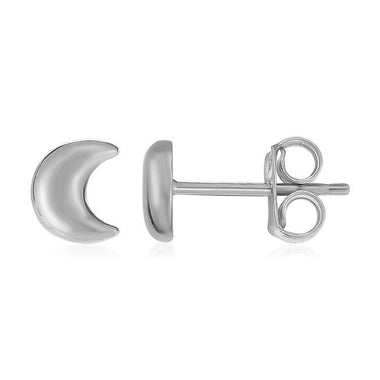 14k White Gold Post Earrings with Moons - 0