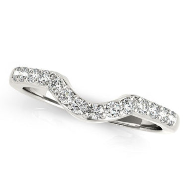 14k White Gold Pave Set Diamond Curved Wedding Band (1/4 cttw) - 0