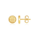 14k Yellow Gold Textured Circle Post Earrings-4