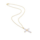 14k Yellow Gold Pearl Cross Pendant-6