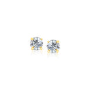 14k Yellow Gold Stud Earrings with White Hue Faceted Cubic Zirconia-5