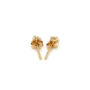 14k Yellow Gold Stud Earrings with White Hue Faceted Cubic Zirconia-7