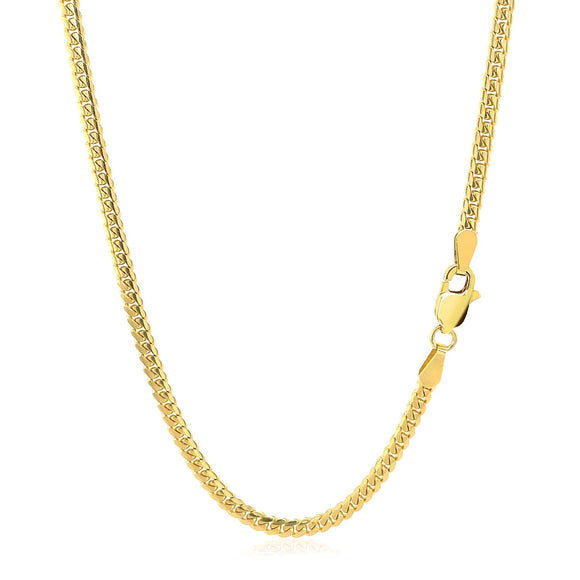 2.6mm 14k Yellow Gold Classic Solid Miami Cuban Chain