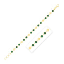 14k Yellow Gold Malachite Geometric Mirror Gem Chain Bracelet (5.00 mm)-3