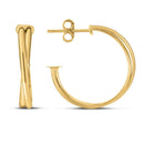 14k Yellow Gold Large Crossover Hoops-3