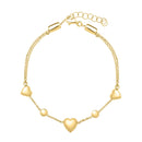 14k Yellow Gold Puff Heart Adjustable Anklet-6