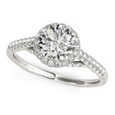 14k White Gold Round Cut Pave Set Shank Diamond Engagement Ring (1 3/8 cttw)-4