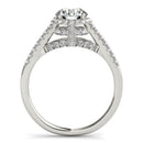 14k White Gold Round Cut Pave Set Shank Diamond Engagement Ring (1 3/8 cttw)-6