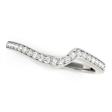 14k White Gold Modern Curved Wedding Ring (1/5 cttw) - 0