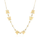 14k Yellow Gold 18 inch Necklace with Polished Butterflies and Beads-7