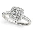 14k White Gold Square Outer Shape Round Diamond Engagement Ring (3/4 cttw)-3