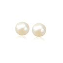 14k Yellow Gold Freshwater Cultured White Pearl Stud Earrings (7.0 mm)-5