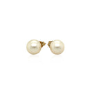 14k Yellow Gold Freshwater Cultured White Pearl Stud Earrings (7.0 mm)-6