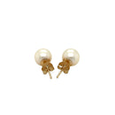 14k Yellow Gold Freshwater Cultured White Pearl Stud Earrings (7.0 mm)-7