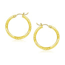 10k Yellow Gold Diamond Cut Hoop Earrings (20mm)-2