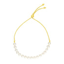 14k Yellow Gold Adjustable Friendship Bracelet with Pearls-3