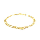 14k Yellow Gold 7 inch Figaro Chain Bracelet with Heart-7
