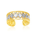 14k Two-Tone Gold Cuff Type Cut-Out Toe Ring with Diamond Design-4