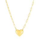 14k Yellow Gold Paperclip Chain Necklace with Puffed Heart-4