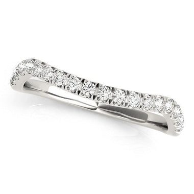 14k White Gold Curved Design Diamond Wedding Band (1/4 cttw) - 0