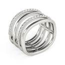 14k White Gold Multiple Band Design Ring with Diamonds (3/8 cttw)-7
