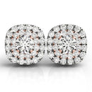 14k White and Rose Gold Cushion Shape Halo Diamond Earrings (3/4 cttw)-4
