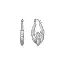 14K White Gold Claddagh Symbol Hoop Earrings-2