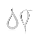 14k White Gold Twisted Freeform Hoop Earrings-3