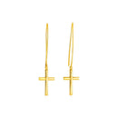 14k Yellow Gold Dangle Cross Earrings-2