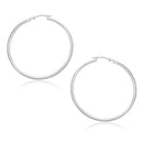 10k White Gold Polished Hoop Earrings (30mm)-2