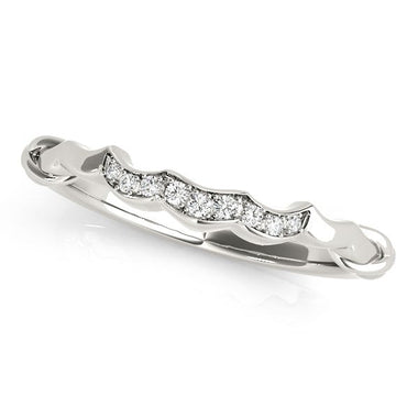 14k White Gold Scallop Wedding Band (1/20 cttw) - 0