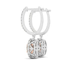 14k White And Rose Gold Drop Diamond Earrings with a Halo Design (3/4 cttw)-6