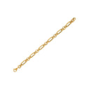 14k Yellow Gold Italian Alternating Paperclip Round Links Bracelet (8.00 mm)-3
