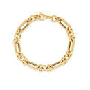 14k Yellow Gold Italian Alternating Paperclip Round Links Bracelet (8.00 mm)-4
