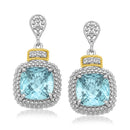 18k Yellow Gold & Sterling Silver Sky Blue Topaz & Diamond Earrings (.05cttw)-4