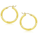 10k Yellow Gold Diamond Cut Hoop Earrings (25mm)-2