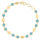 14k Yellow Gold Turquoise Geometric Mirror Gem Chain Bracelet (5.00 mm)-4