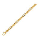14k Yellow Gold Italian Alternating Paperclip Oval Links Bracelet (9.30 mm)-3