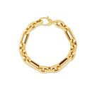 14k Yellow Gold Italian Alternating Paperclip Oval Links Bracelet (9.30 mm)-4