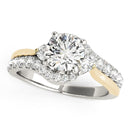14k White And Yellow Gold Round Bypass Diamond Engagement Ring (1 1/2 cttw)-3