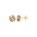 Love Knot Post Earrings in 14k Tri Color Gold-5