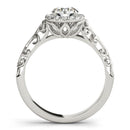 14k White Gold Halo Antique Style Round Diamond Engagement Ring (5/8 cttw)-4