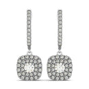 14k White Gold Double Halo Cushion Outer Shaped Diamond  Earrings (3/4 cttw)-4