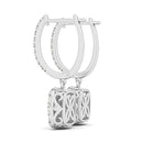 14k White Gold Double Halo Cushion Outer Shaped Diamond  Earrings (3/4 cttw)-5