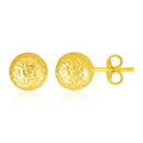 14k Yellow Gold Ball Earrings with Crystal Cut Texture-2