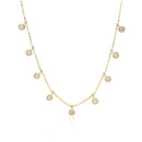 14k Yellow Gold Necklace with Round Diamond Charms-8