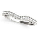 14k White Gold Milgrained Pave Set Curved Diamond Wedding Band (1/5 cttw)-2