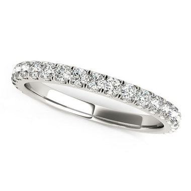 14k White Gold Round Pave Setting Diamond Wedding Band (3/8 cttw) - 0