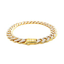 14k Two Tone Gold 8 1/4 inch Curb Chain Bracelet with White Pave-7
