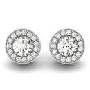 14k White Gold Round Diamond Halo Milgrain Border Earrings (3/4 cttw)-4